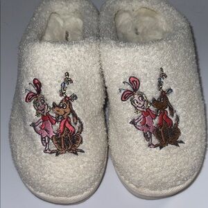 Aerie Cream Kids Slippers with Embroidered Characters